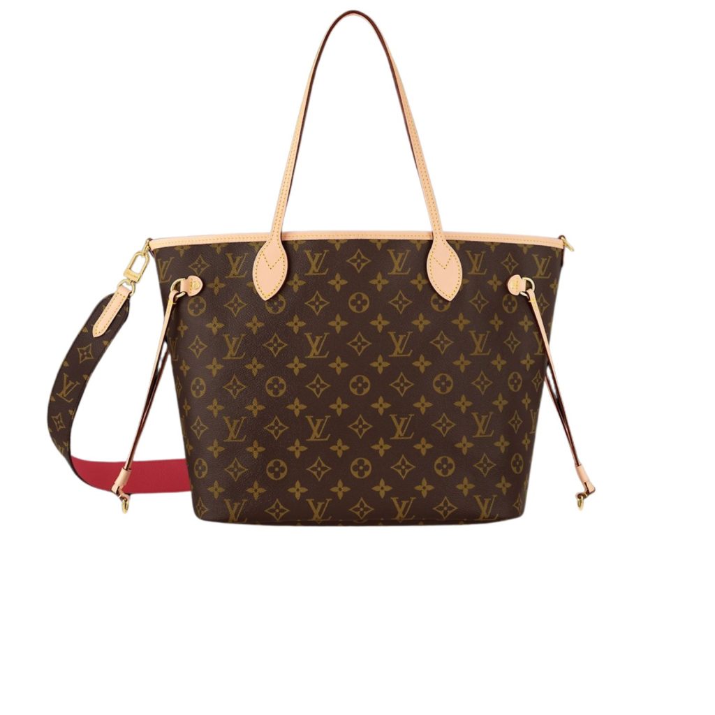 Louis Vuitton Neverfull Bandoulière Inside Out MM Rouge Sari Textile For Women 31cm/12.2in – M12096