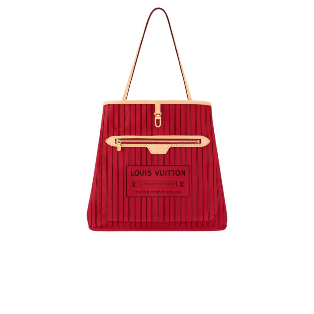 Louis Vuitton Neverfull Bandoulière Inside Out MM Rouge Sari Textile For Women 31cm/12.2in – M12096