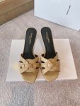 Saint Laurent Women’s Tribute Heeled Mules Beige For Women YSL