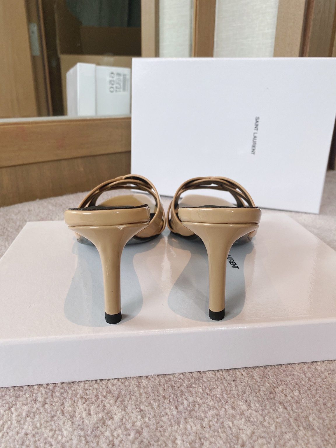 Saint Laurent Women’s Tribute Heeled Mules Beige For Women YSL