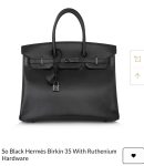 So Black Hermes Birkin Box Leather with Ruthenium Silver Hardware size 35