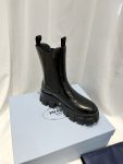 Prada Monolith Brushed Boots Black For Women 7.8 in/ 20 cm