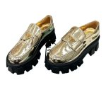 Prada Monolith Ombré Brushed Loafers Gold Tone For Women 2.1 in/ 5.5cm