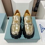 Prada Monolith Ombré Brushed Loafers Gold Tone For Women 2.1 in/ 5.5cm