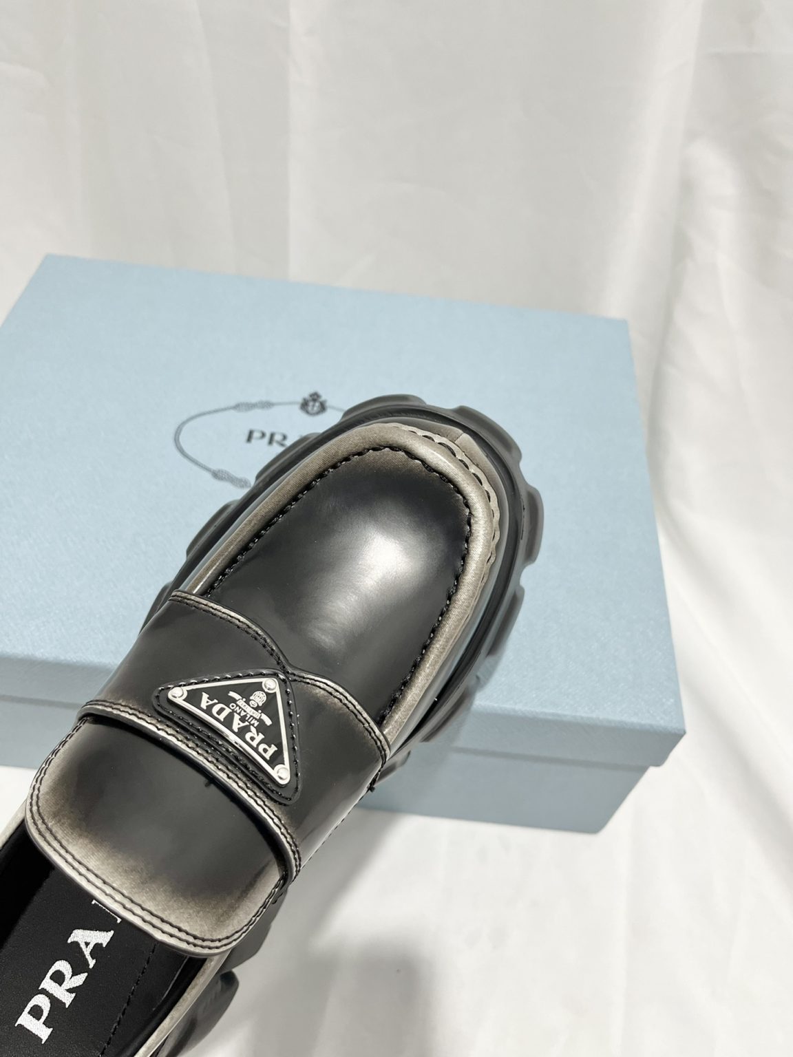 Prada Monolith Ombré Brushed Loafers Light Black For Women 2.1 in/ 5.5cm