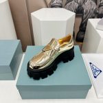 Prada Monolith Ombré Brushed Loafers Gold Tone For Women 2.1 in/ 5.5cm