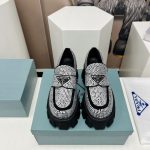 Prada Monolith Ombré Brushed Loafers With Crystal White For Women 2.1 in/ 5.5cm