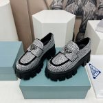 Prada Monolith Ombré Brushed Loafers With Crystal White For Women 2.1 in/ 5.5cm