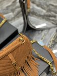 Saint Laurent Frosted Belt Fringe Perennial Messenger Bag Brown For Women, Women’s Bags 9.4in/24cm YSL