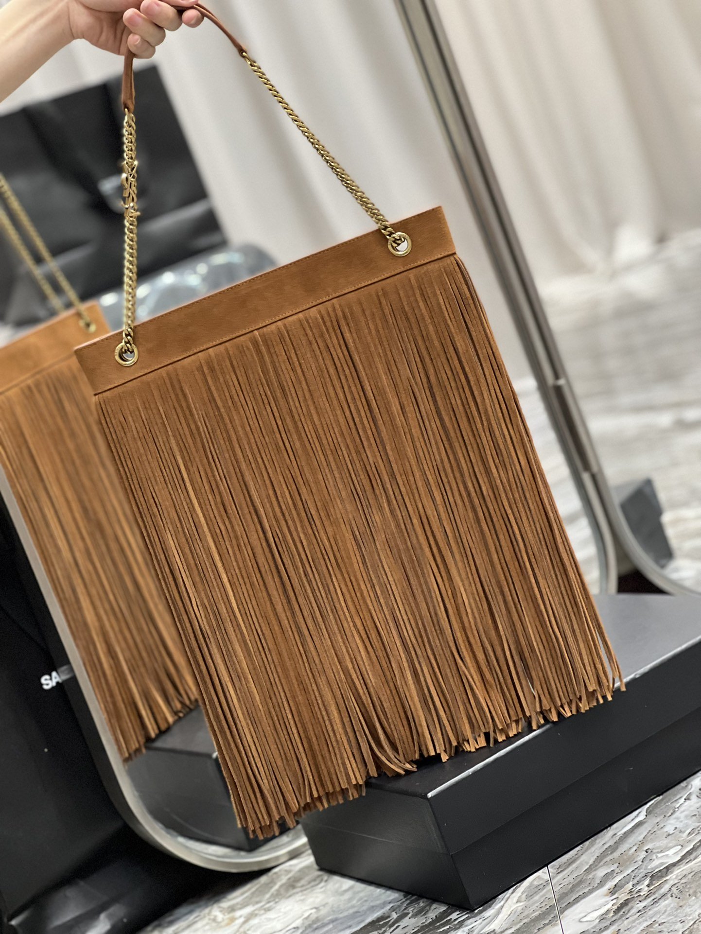 Saint Laurent Grace Ladies Tassel Brown For Women, Women’s Bags 13.8in/35cm YSL‎