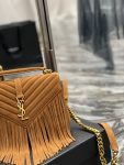 Saint Laurent Frosted Belt Fringe Perennial Messenger Bag Brown For Women, Women’s Bags 9.4in/24cm YSL