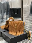 Saint Laurent Frosted Belt Fringe Perennial Messenger Bag Brown For Women, Women’s Bags 9.4in/24cm YSL