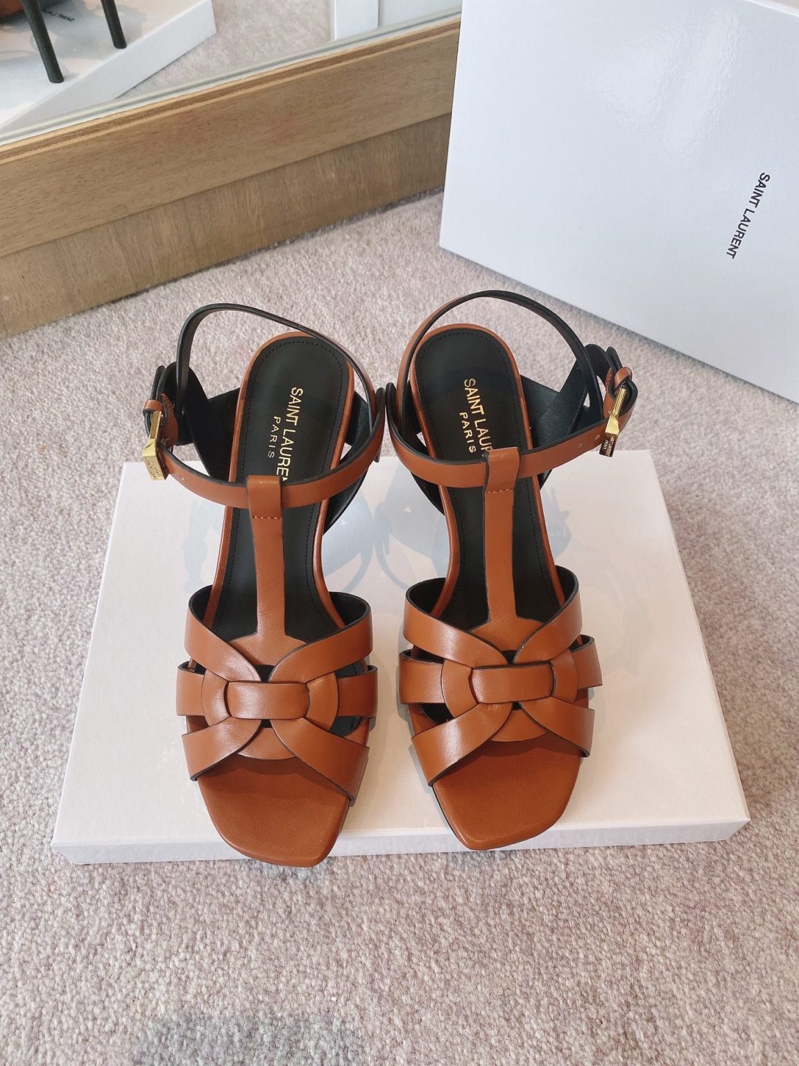 Saint Laurent Women’s Tribute Sandals Brown For Women YSL