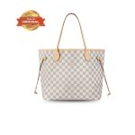 [True-to-ORIGINAL] Louis Vuitton Neverfull MM Tote Bag Damier Azur Canvas Beige For Women 31cm/12.2in N40604