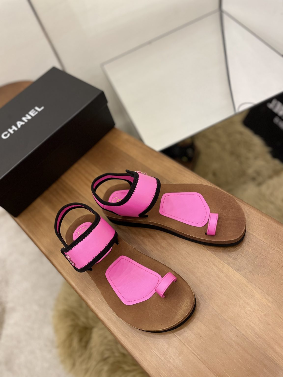 Chanel Women’s Velcro Flops Sandals Pink For Women