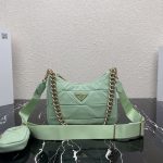 Padded Hobo Bag Beige/Green For Women 9.5 in / 24 cm 1BC151_RDJN_F0F24_V_O1O