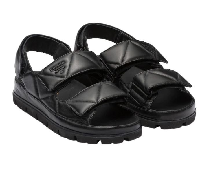 Prada Padded Nappa Sandals Black For Women 0.8 in/ 2cm 1X721M_038_F0002_F_020