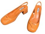 Prada Patent Slingback Pumps Orange For Women 2.1 in/ 5.5 cm