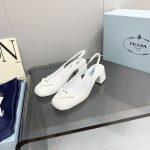 Prada Patent Slingback Pumps White For Women 2.1 in/ 5.5 cm