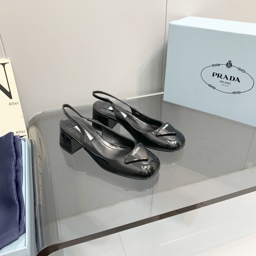 Prada Patent Slingback Pumps Black For Women 2.1 in/ 5.5 cm 1I767M_069_F0002_F_045