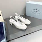 Prada Patent Slingback Pumps White For Women 2.1 in/ 5.5 cm