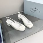 Prada Patent Slingback Pumps White For Women 2.1 in/ 5.5 cm