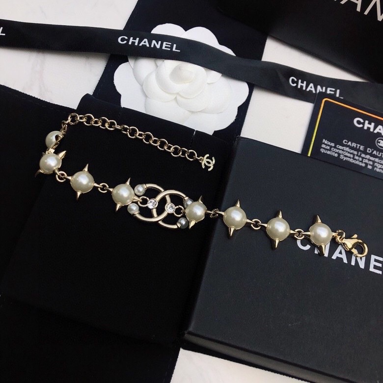 Chanel Pearl And Star Bracelet Gold Tone For Women