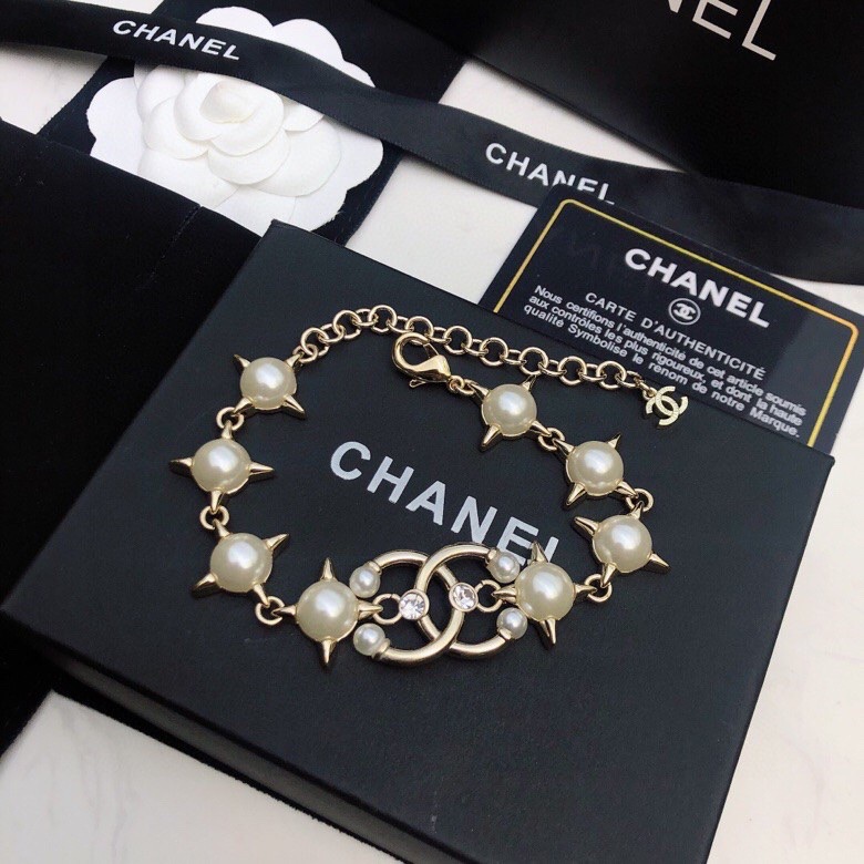 Chanel Pearl And Star Bracelet Gold Tone For Women