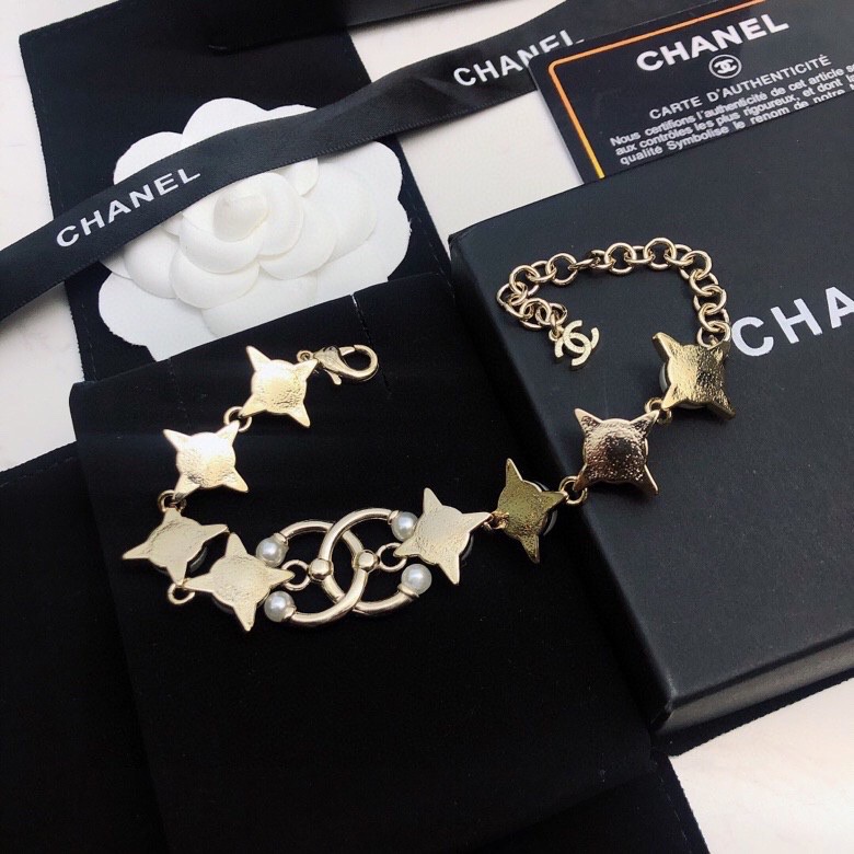 Chanel Pearl And Star Bracelet Gold Tone For Women