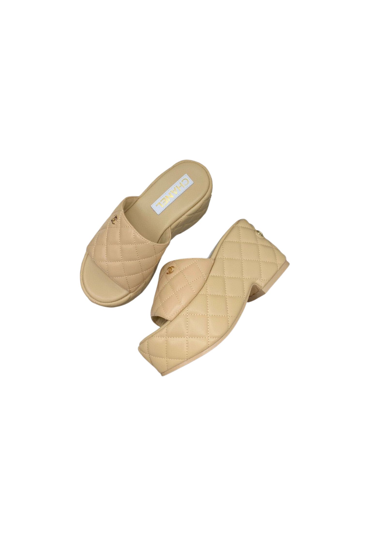 Chanel Platform Slide Beige For Women 2.5in/8cm