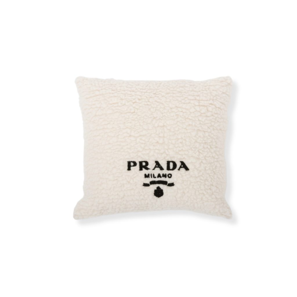 Prada Faux-Fur Cashmere And Wool Throw Pillow Tan/Black 2QB002_2FLI_F0I55