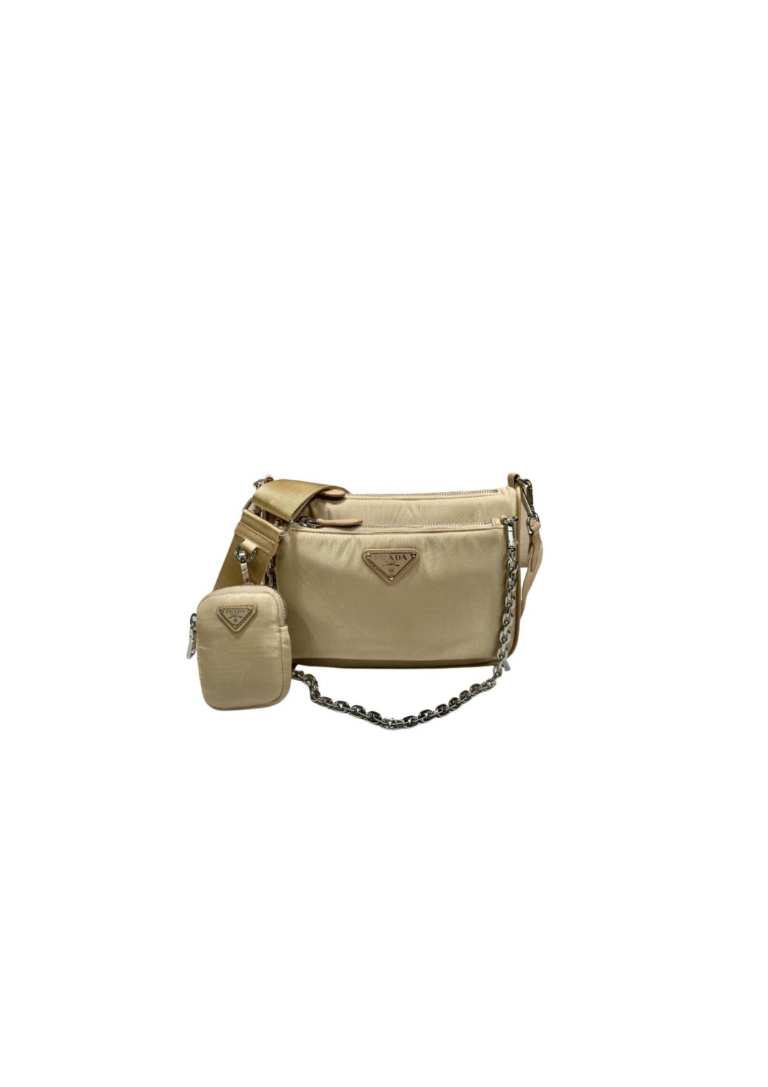 Re-Nylon Shoulder Bag In Beige For Women 8.6in/ 22cm