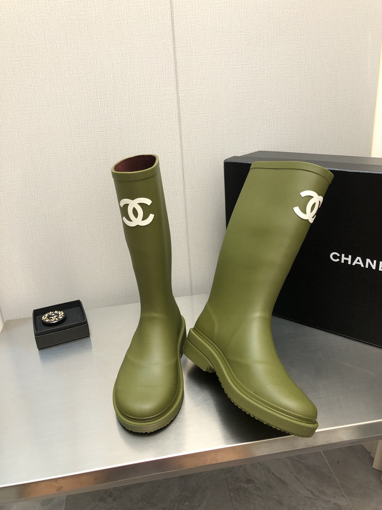 Chanel Women’s Hight Boots Dark Green For Women