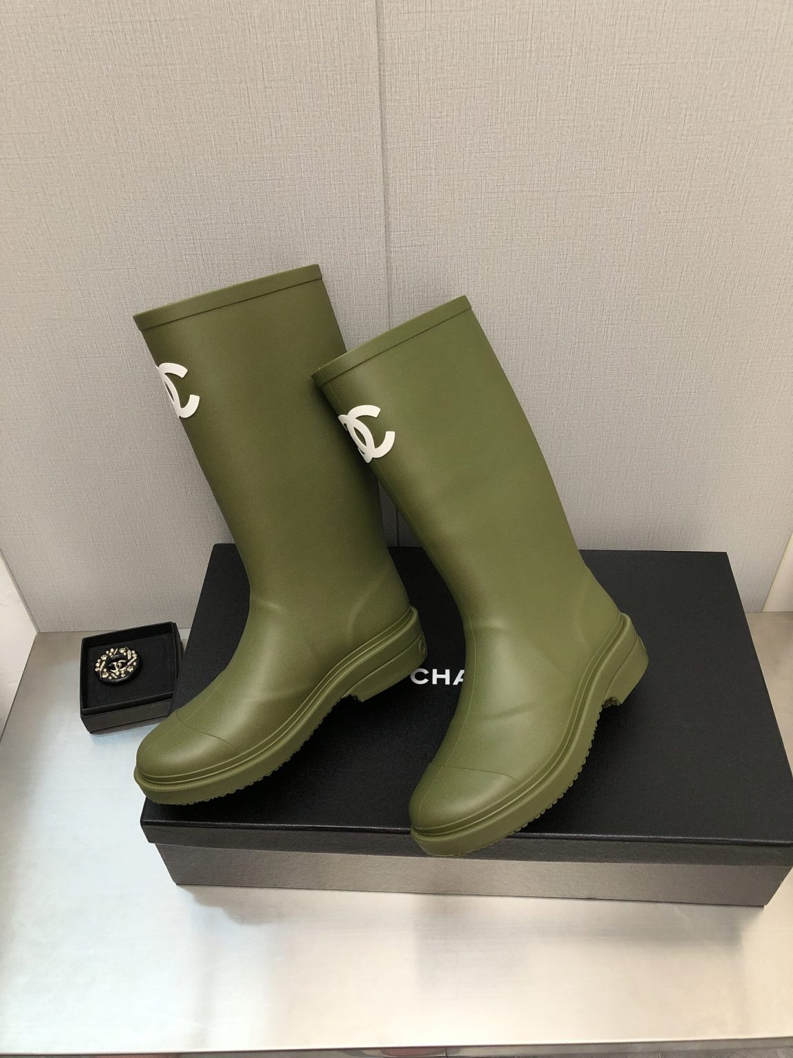 Chanel Women’s Hight Boots Dark Green For Women