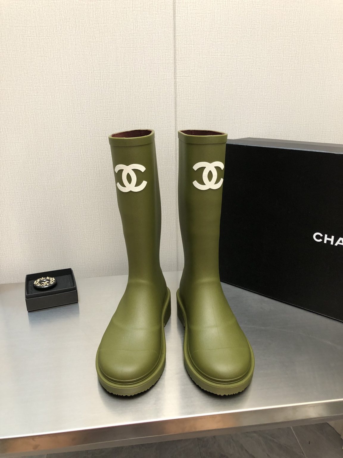 Chanel Women’s Hight Boots Dark Green For Women