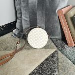 Round Purse On Strap In Triomphe Canvas White/Brown For Women‎ 5in/13.5cm