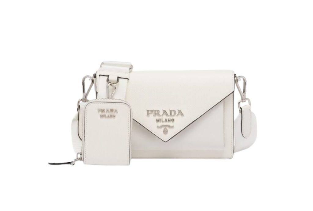 Saffiano Mini Envelope Bag In White For Women 7.8 in/ 20cm 1BP020_2EVU_F0009_V_N2O