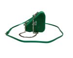 Saffiano Mini Pouch With Sparkling Stone In Green For Women 5.9in/ 15cm