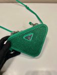 Saffiano Mini Pouch With Sparkling Stone In Green For Women 5.9in/ 15cm