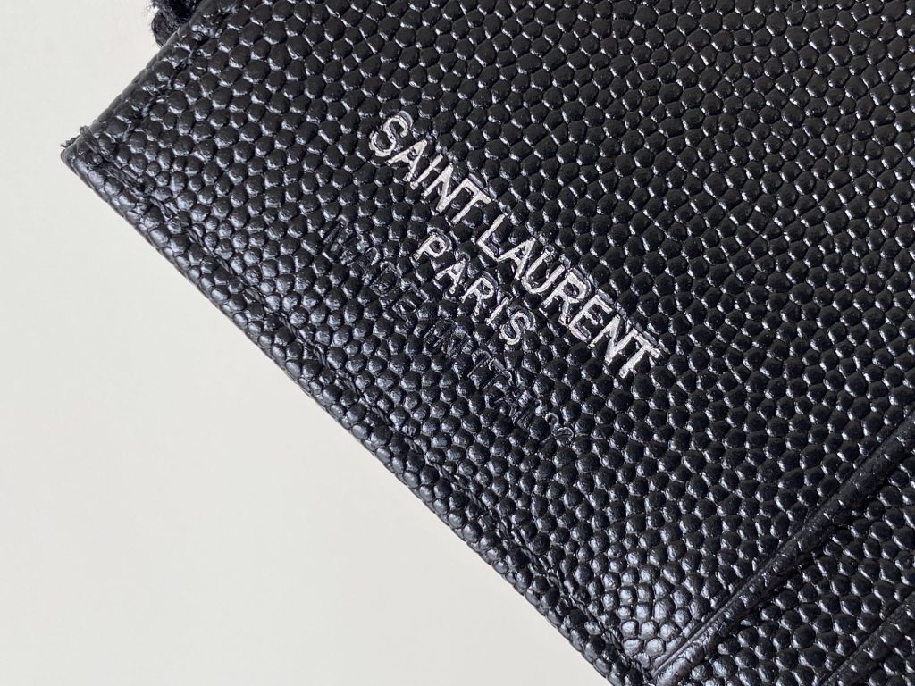 Saint Laurent Cassandre Matelaseé Bi-Fold Wallet Black For Women 4.1in/10.5cm 575879BOW021000 YSL