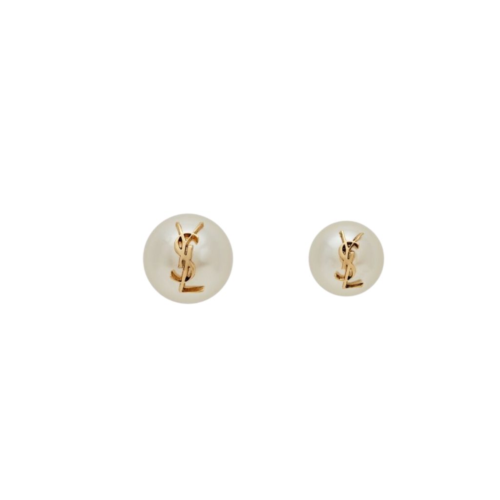 Saint Laurent Cassandre Pearl Earrings In Gold And Cream For Women 691563Y15269018 YSL