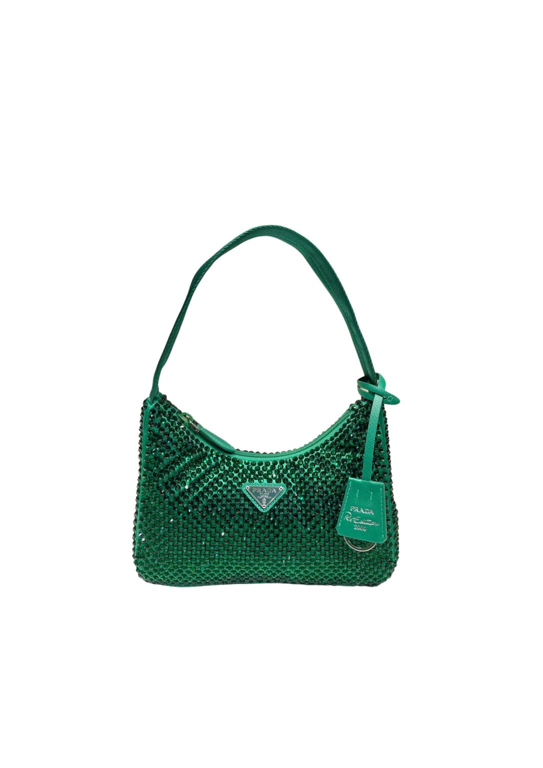 Prada Satin Mini-Bag With Crystals In Green For Women 8.6in/ 22cm 1BC515_2AWL_F0458_V_OOO