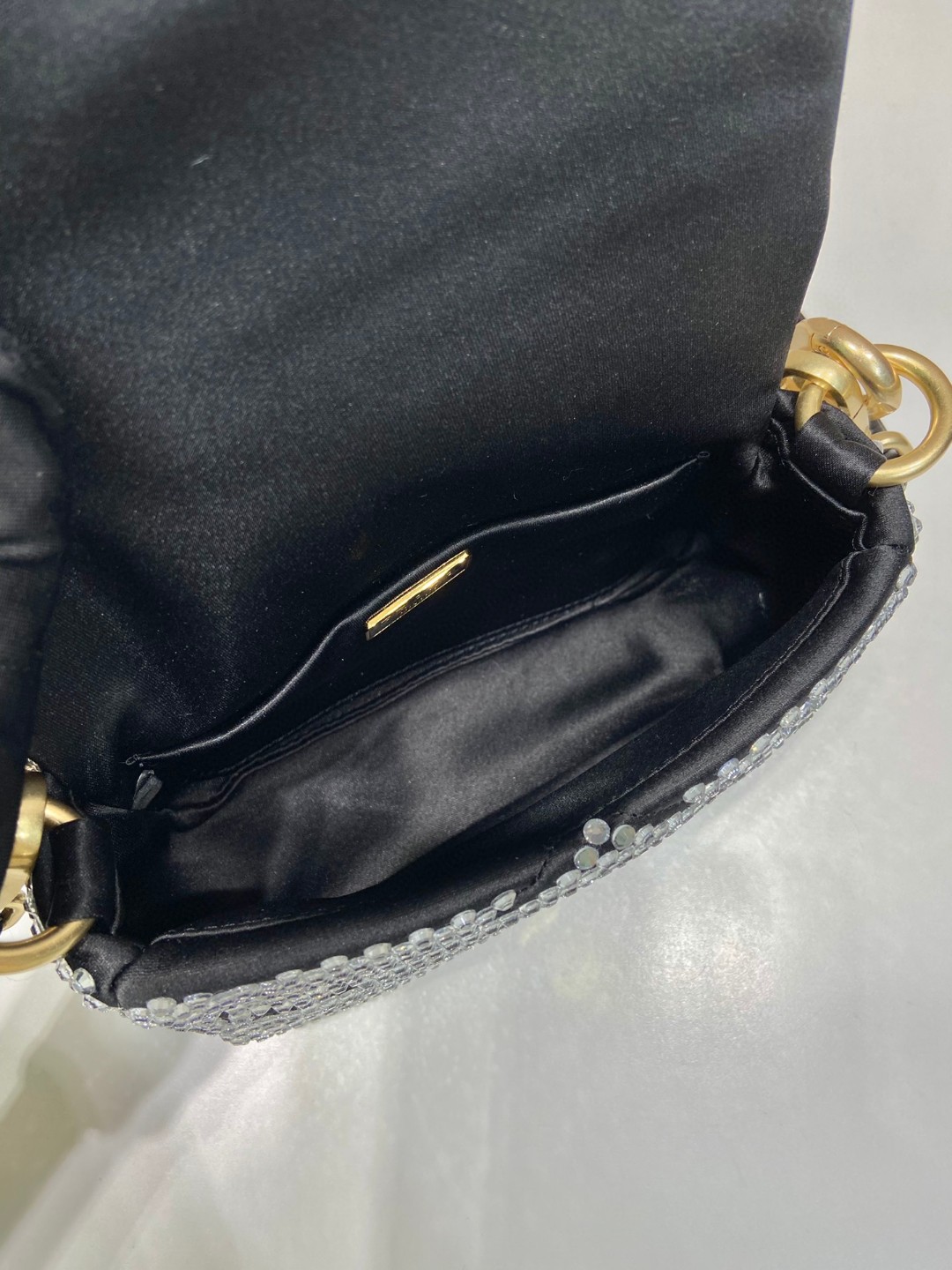 Prada Satin Mini-Bag With Crystals Gold Tone/ Sliver Tone For Women 6.7 in / 17 cm 1BD329_2AWL_F0522_V_QOO