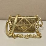 Prada Satin Mini-Bag With Crystals Gold Tone/ Sliver Tone For Women 6.7 in / 17 cm 1BD329_2AWL_F0522_V_QOO