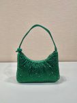 Prada Satin Mini-Bag With Crystals In Green For Women 8.6in/ 22cm 1BC515_2AWL_F0458_V_OOO