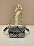 Satin Mini-Bag With Crystals Gold Tone/Black For Women 6.6in/ 17cm 1BD329_2AWL_F0522_V_QOO