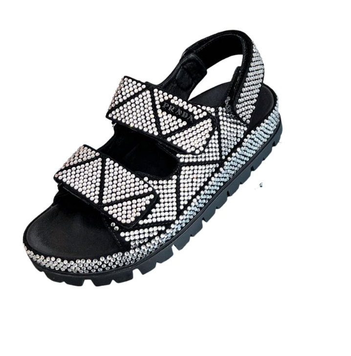 Prada Satin Sandals With Crystals White For Women 0.8 in/ 2cm