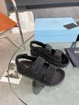 Prada Satin Sandals With Crystals Black For Women 0.8 in/ 2cm 1X013N_2AWL_F0002_F_020