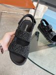 Prada Satin Sandals With Crystals Black For Women 0.8 in/ 2cm 1X013N_2AWL_F0002_F_020