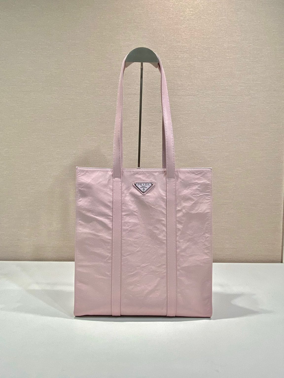 Small Antiqued Nappa Tote Bag In Pink/Black For Women 12.9 in/ 33cm 1BG459_UVL_F0E18_V_OOO